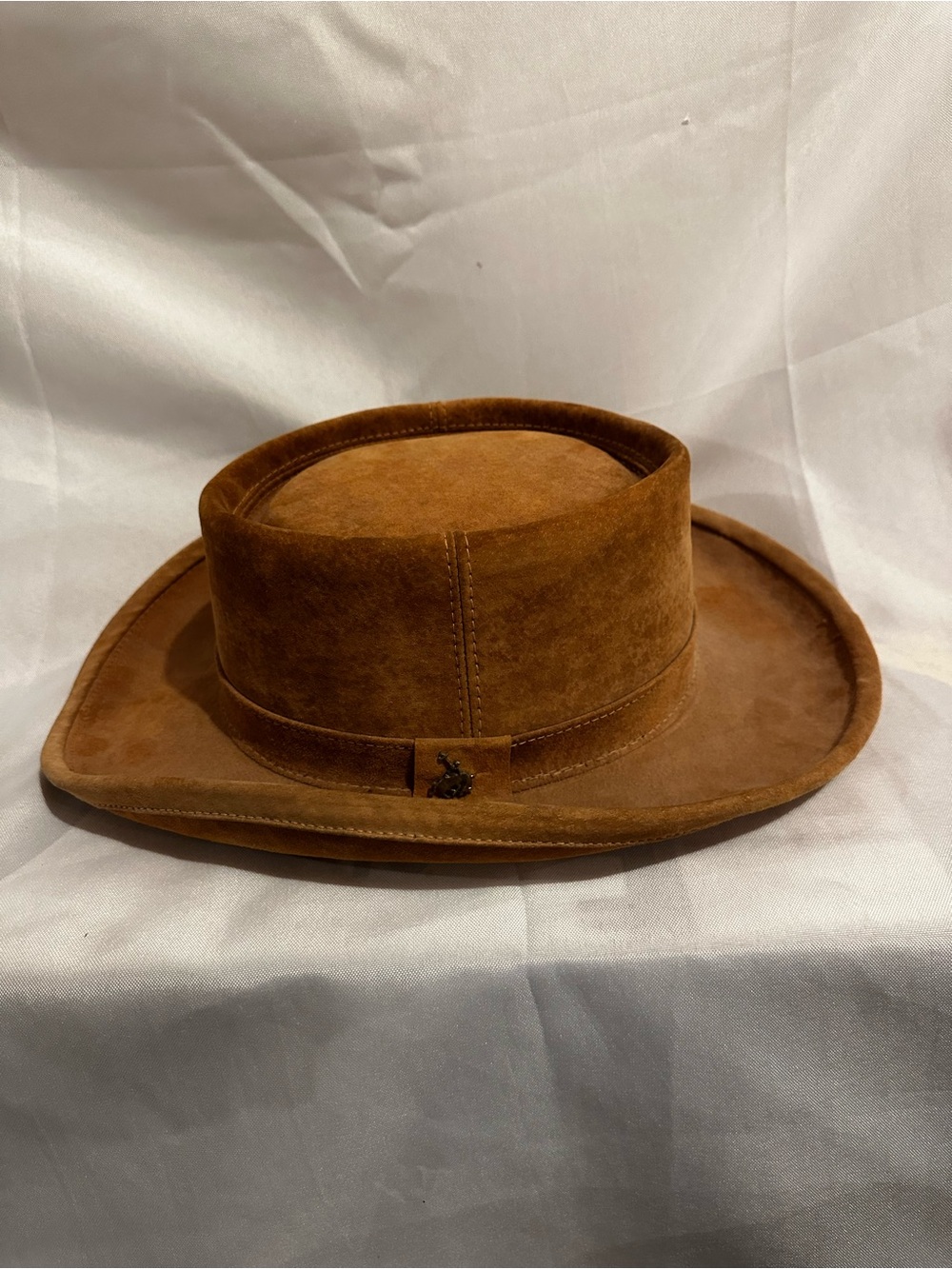 Vintage Henschel St Louis Suede Leather Western Outback Hat Made USA Brown LARGE